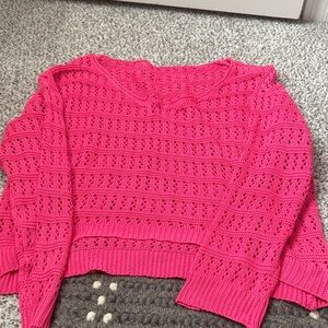 Women’s SHEIN knit pink long sleeve bathing suit coverup